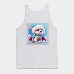 Super maltese with red lightsaber - fantasy knight Tank Top